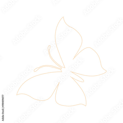 A minimalist butterfly outline illustration created from colorful tiny dots