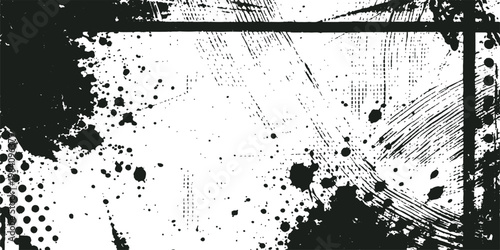 Abstract monochrome grunge texture, a striking backdrop of splattered ink, textured elements, evoking raw artistic expression and contemporary design.
