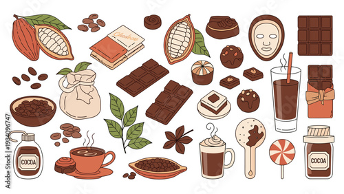 Detailed coffee station setup includes a professional espresso machine, various pastries, coffee cups, and milk carafes on a round table.