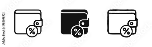 Wallet with percentage icon, discount or cashback concept