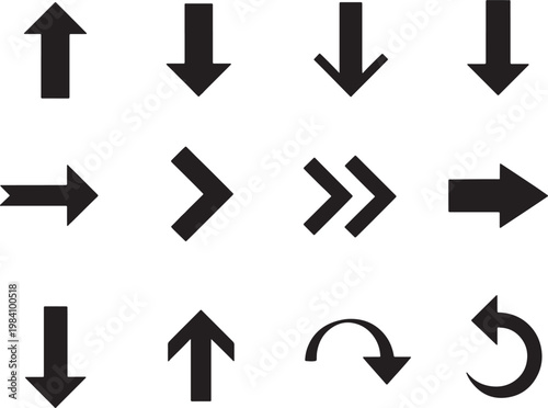 Directional Arrows Icon Set: Up Down Left Right Double CurvedVector Graphics for Navigation