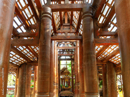 The ancient teakwood church of Buddhism