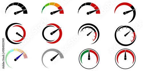 Set of 12 Speedometer Gauges for Dashboard and Performance Data