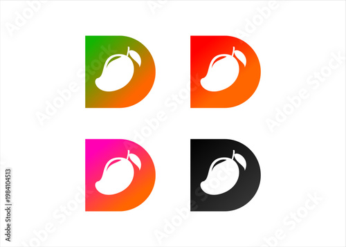 A logo that combines a mango and the letter d. This logo is perfect for a food business.