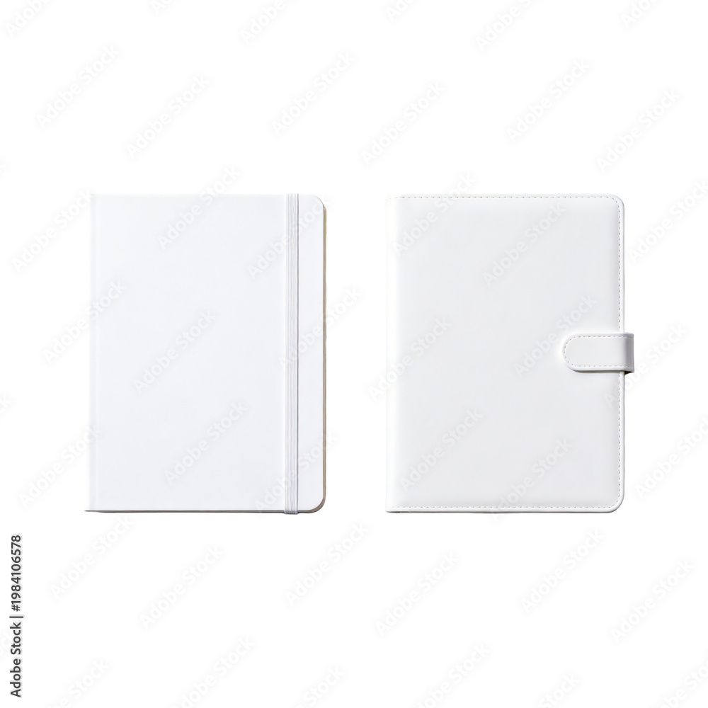 Fototapeta premium [Transparent Background PNG]Minimalist White Notebook with Elastic Closure Band