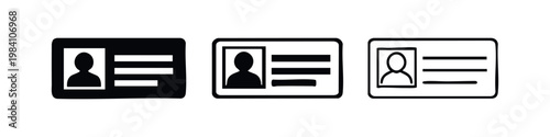 Digital id card icons for user profile account and verification