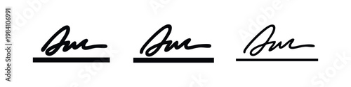 Electronic Signature and Agreement Autograph Icon Set