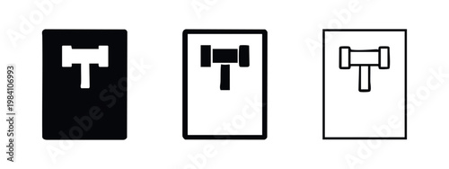 Court Justice Document and Legal Auction Gavel Icon Set