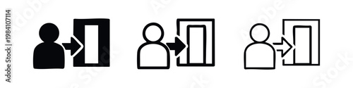 Person Entering an Elevator Icon Set for Building Navigation and Accessibility