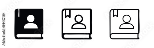 Address Book or Contact List Icon Set for Personal Organization