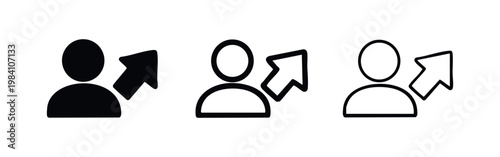 User with Upward Arrow Icon Set for Growth, Promotion, and Level Up