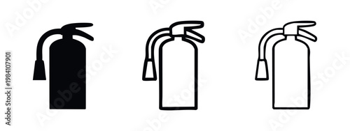 Emergency fire extinguisher icon set. Vector illustration of fire suppression device.