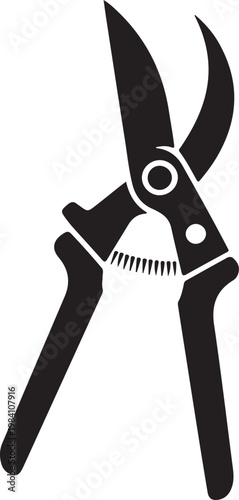 Black pruning shears displayed against a white background silhouette. Garden Clippers Tool Symbol