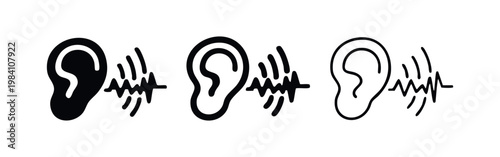 Ear and Sound Waves Icon Set