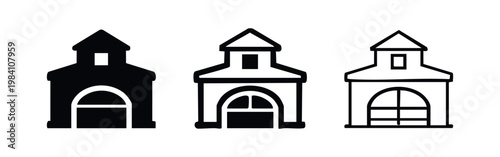 Fire Station Building Icon Set