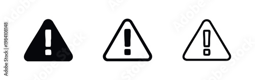 Warning attention sign icon set. Hazard, alert, and critical information symbol.