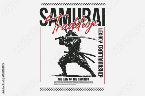 samurai, japanese warrior, vintage poster, japan culture, dan bushido t-shirt design