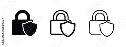 Security Padlock and Shield Vector Icons for Privacy and Safety Interface Design
