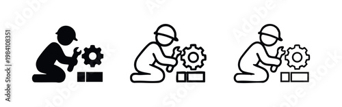 Hand-Drawn Worker and Technician Icons for Maintenance, Engineering, and Repair Service