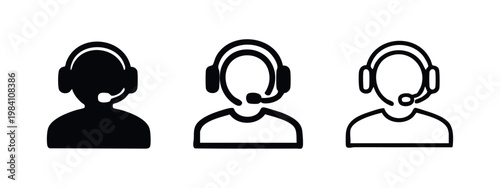 Hand-Drawn Call Center Agent Icons for Customer Support and Help Desk Services