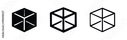 Isometric cube icon set. 3D object, container, and geometric shape symbol. Box, storage, and architecture concept.
