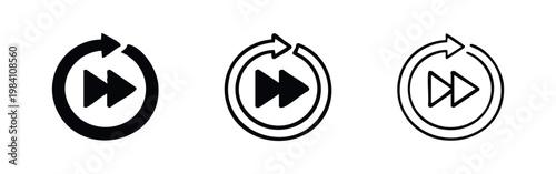 Replay or Fast Forward Media Player Icon Set - Multimedia Controls