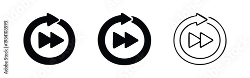 Repeat or Fast Forward Circular Arrow Icon Set - Media Playback Controls