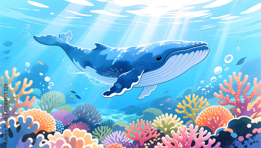 Fototapeta premium World Oceans Day Blue Ocean Ecology Protection Illustration