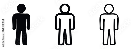 Male person icon set. Human figure symbol for man, user, or general representation.