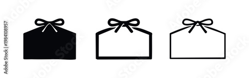 Japanese Ema plaque icon set. Votive tablet or wishing board symbol.