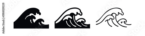 Wave icons: solid black, outlined, and dashed outline