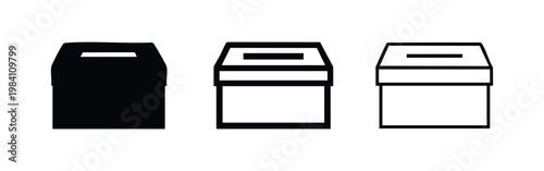 Ballot box icons: solid, outlined, and hand-drawn styles