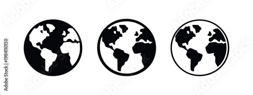 Foto Globe icons: solid, outline, and simplified
