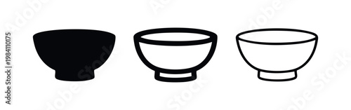 Three bowl icons: solid black, filled outline, and line art