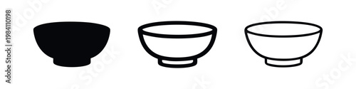 Three bowl icons: solid black, filled outline, and line art