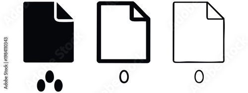 Document or page icons with dots, solid, outline, and thin line graphic