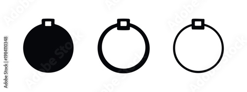 Christmas bauble icons set, solid, outline, and thin line graphic