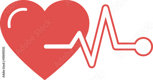 Heart with heartbeat line symbolizing cardiovascular health and medical care