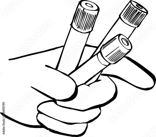 Healthcare professional holding vacuum blood test tubes in hand vector.