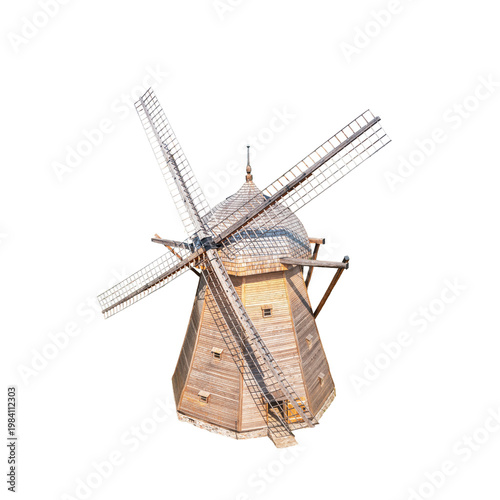 Widok z lotu ptaka na wiatrak. PNG.