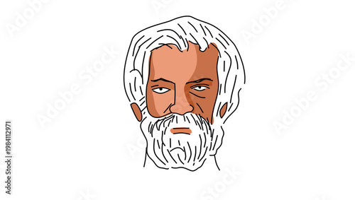 Anaximenes of Miletus portrait, flat vector illustration