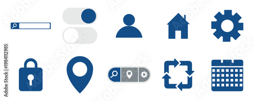 Set of Blue UI and Web Interface Icons