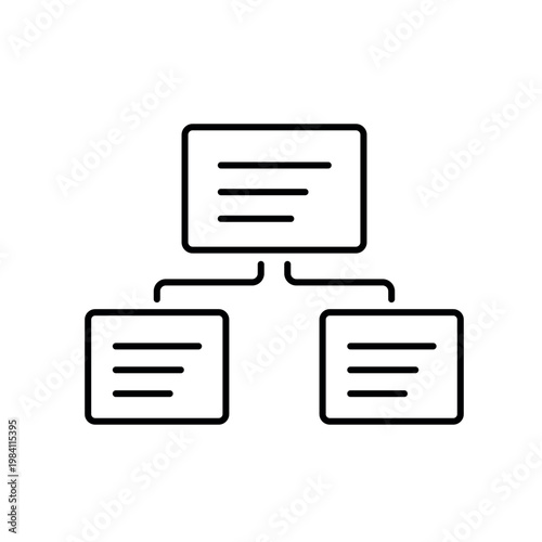A vector icon representing parallel review in workflow systems, created in line style with editable stroke