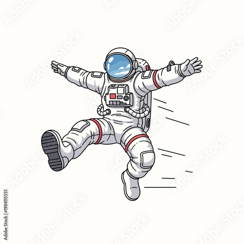 Astronaut floating in space, vector illustration