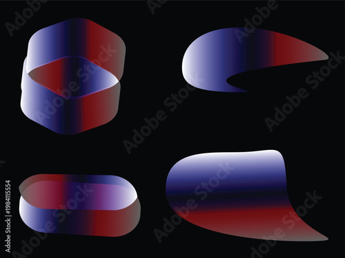 Abstract geometric shapes in red blue and purple gradient