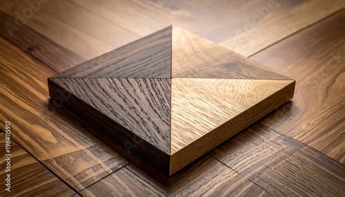 A close-up of a wood square showcasing varied grains and tones
