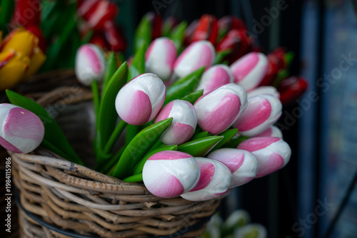 Photography Fake pink tulip flower in Keukenhof