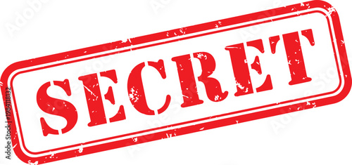 Red 'secret' stamp confidentiality and hidden information symbolism