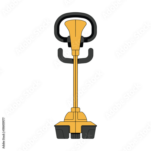 A brightly colored cartoon style illustration of a handheld trimmer