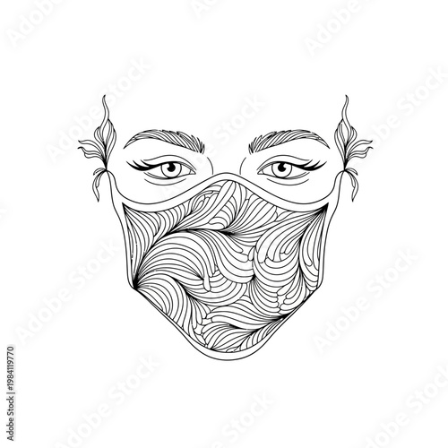Artistic Face Mask with Swirling Pattern - Woman's Eyes and Eyebrows